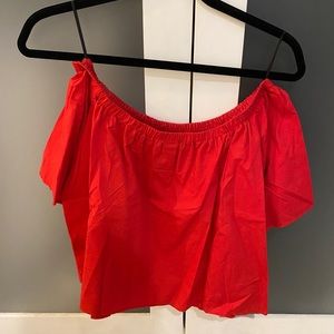 Red Over the shoulder crop top
